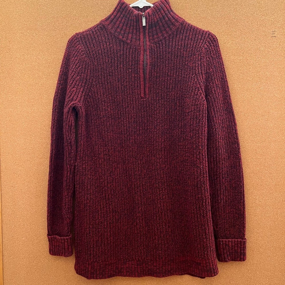 Red Lands’ End Quarter-Zip Pullover Knit Tunic Sweater Size Small/Tall